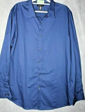 Structure Shirt Mens 2XL Blue Slim Fit Long Sleeve Button Front Dress Collared